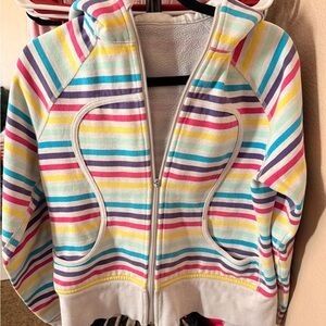 Lululemon scuba hoodie|candy stripe pastel|RARE||zipper pull tab repair/hole